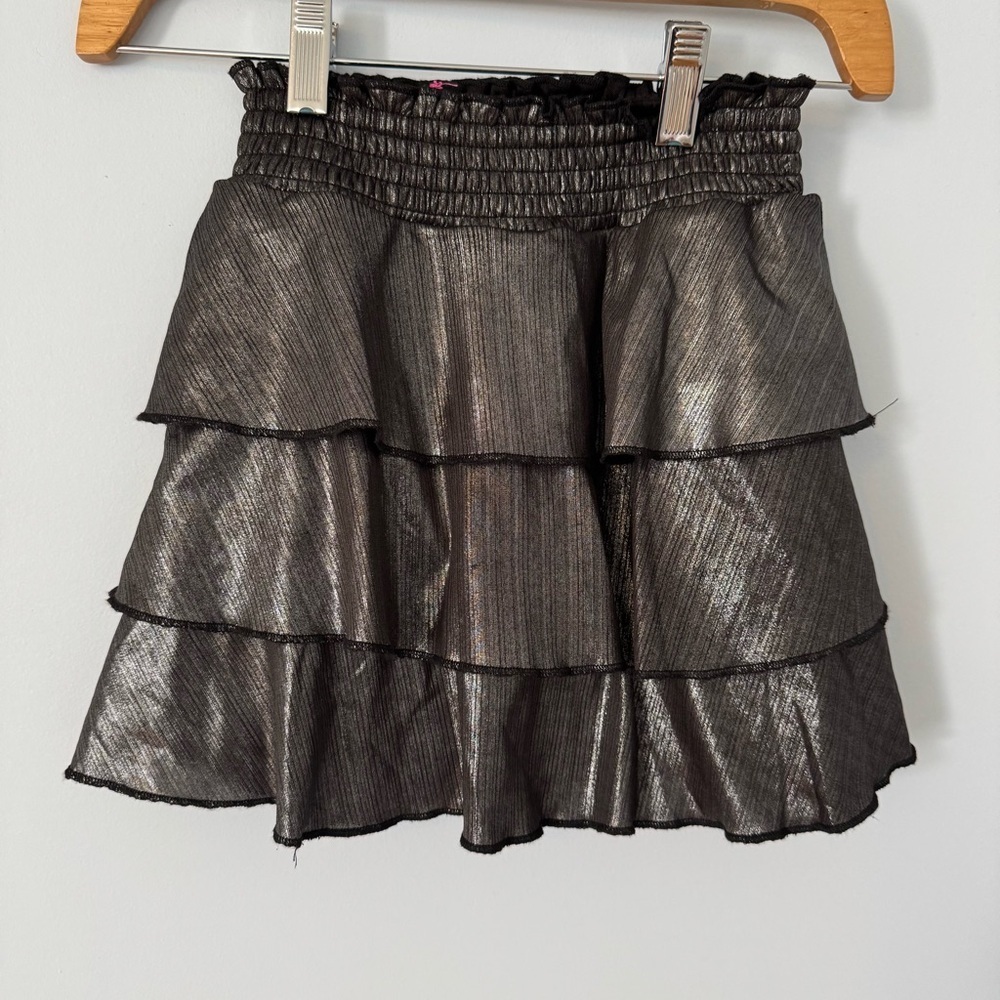 Justice Shiny Black Tiered Mini Skirt